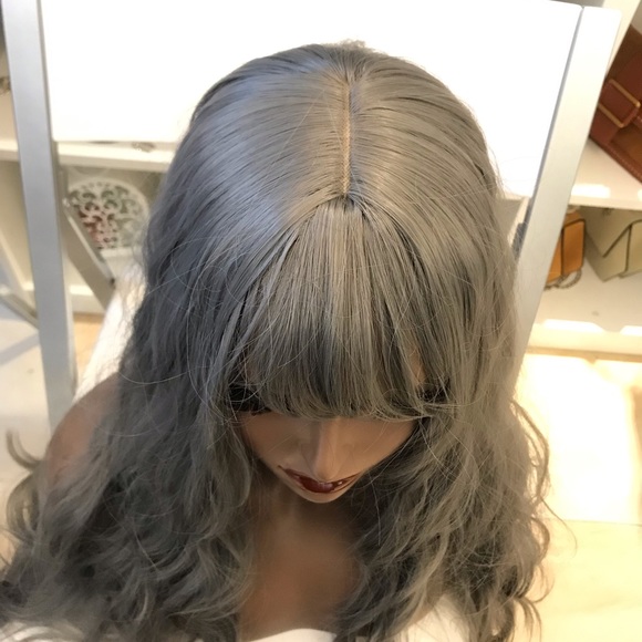 Human hair blend Sliver Gray Wig - Picture 4 of 5